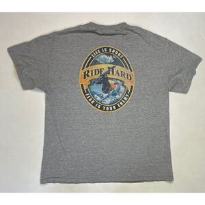 VINTAGE Ride Hard Beever Creek Fear Is Your Enemy Ski T-shirt Men Large Gray